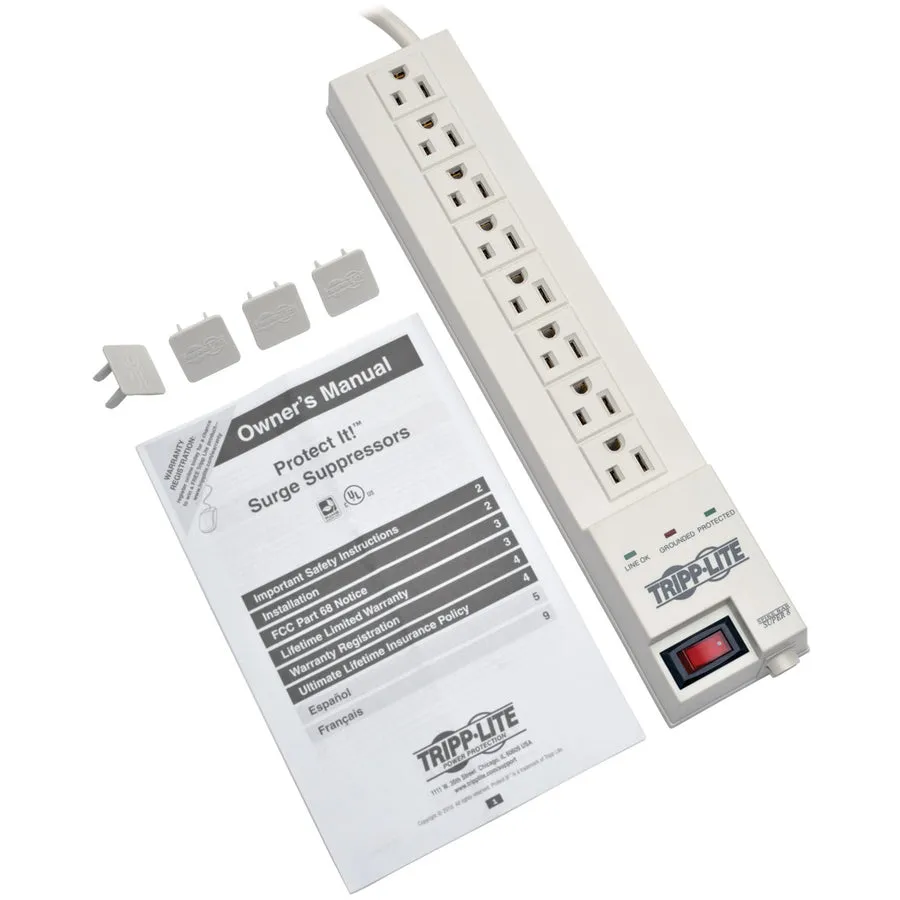 8 Outlet Surge Strip 8 Ft Cord,1080 Joules 120V Home Computer