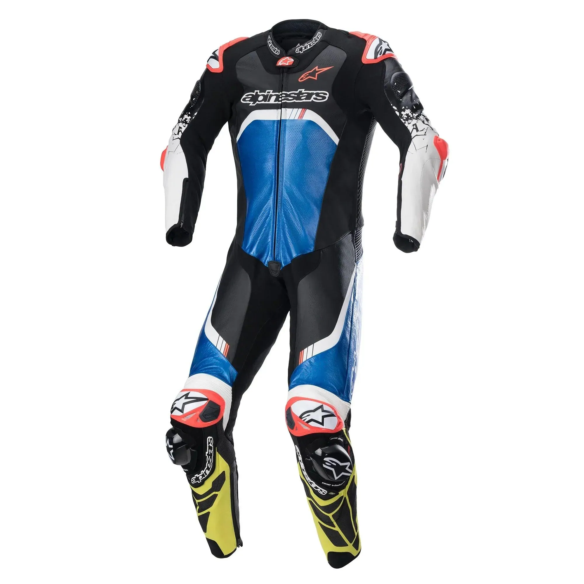 Alpinestars GP Tech V4 Leather Suit Racing Professional - Black/Blue/Yellow Fluo