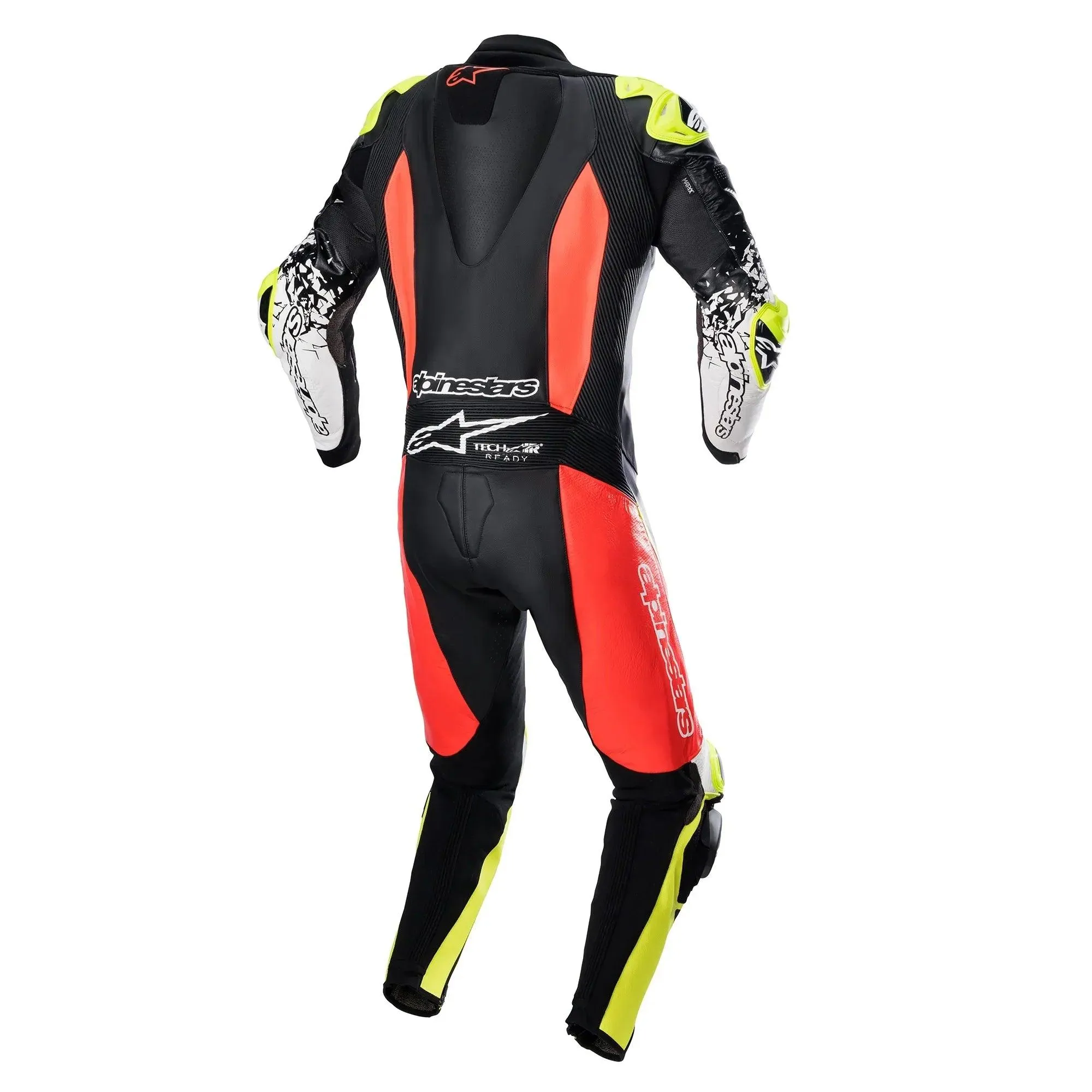 Alpinestars GP Tech V4 Leather Suit Racing Professional - Black/Red Fluo/Yello Fluo - EURO SIZE 54 - USED LIKE NEW