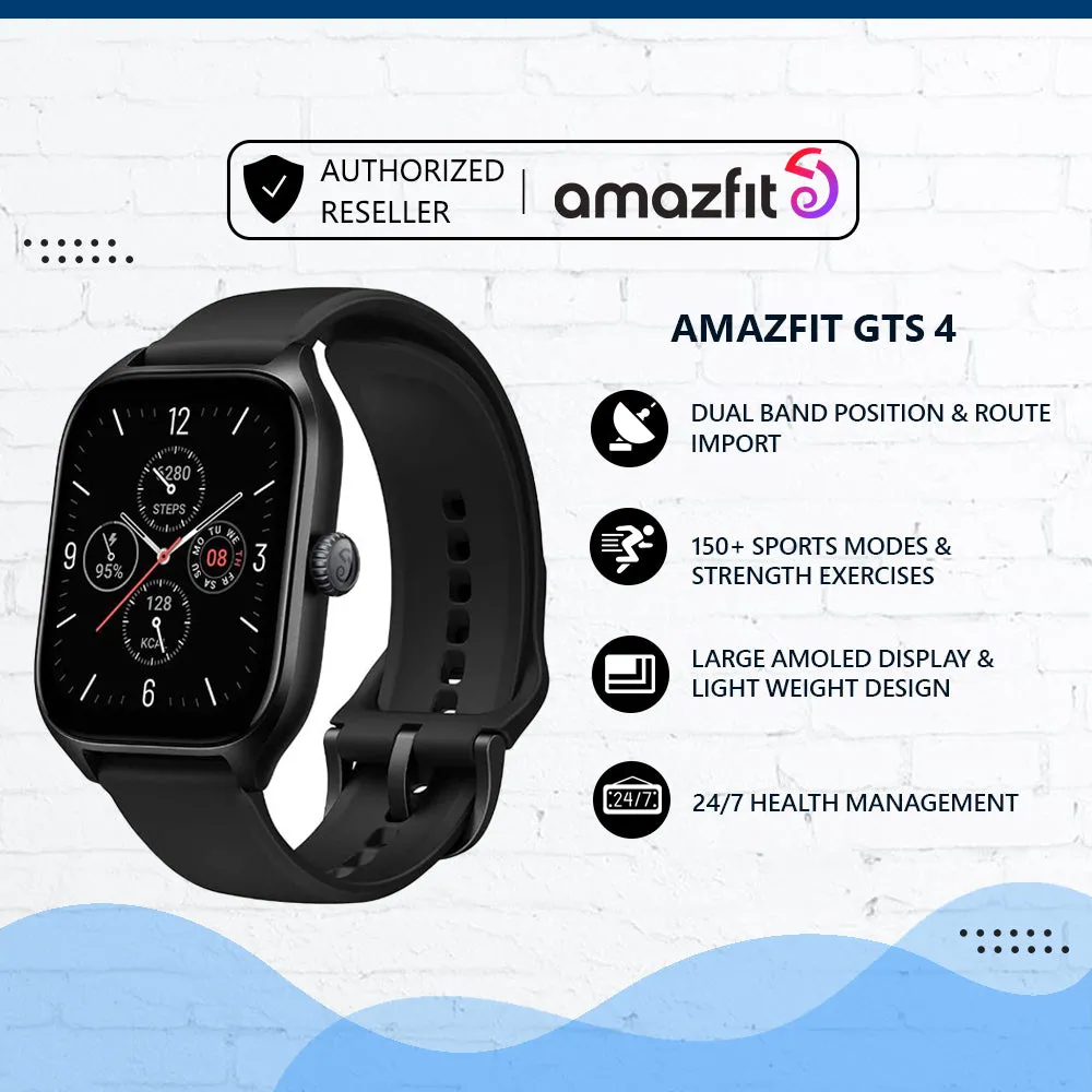 Amazfit GTS 4 Smartwatch(150  Sports Modes, Super Slim & Light weight, Accurate BioTracker, Precise GPS, 24/7 Monitor)