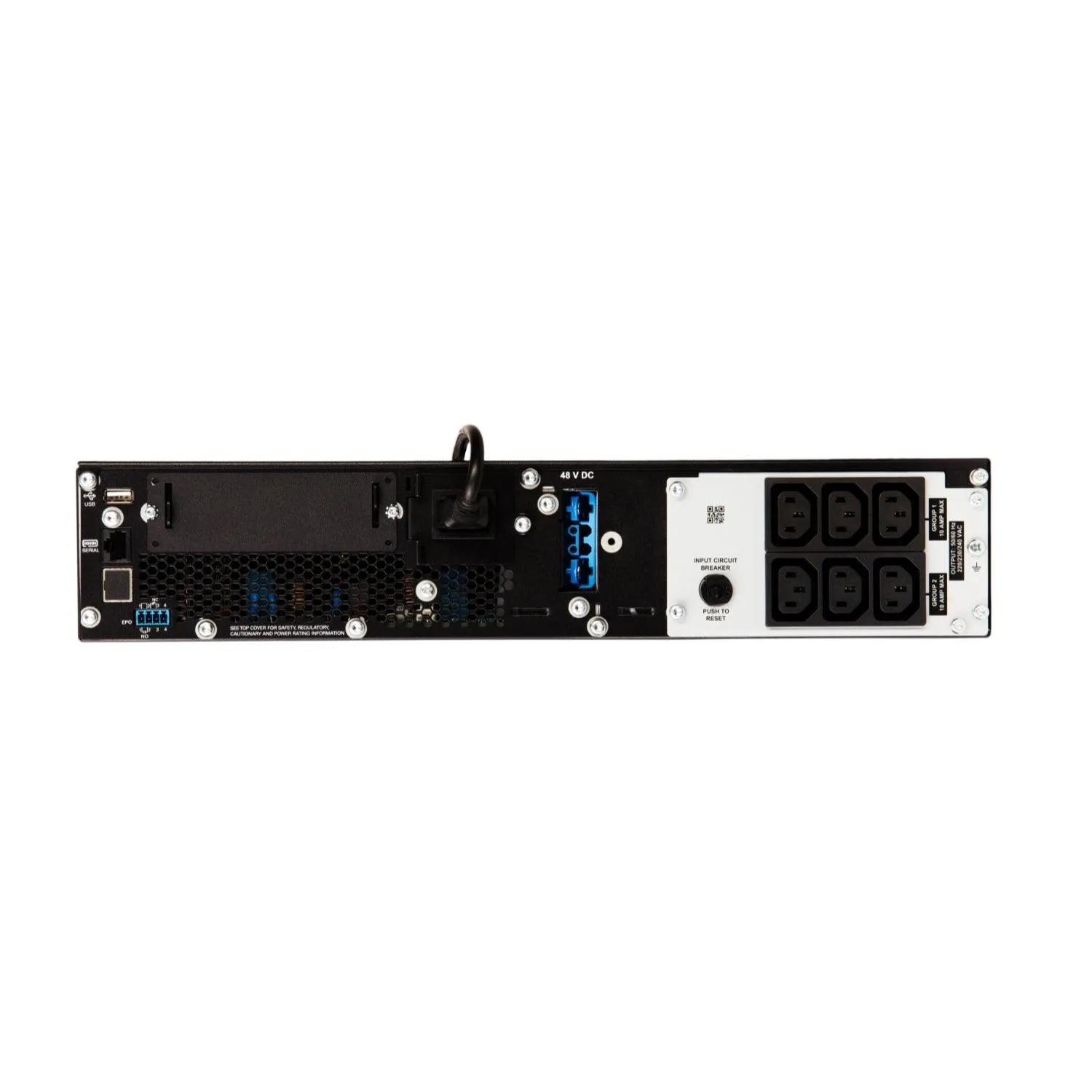 APC 1.5 kW | 1.5 kVA | 2U | 6x IEC 320 C13 | 230 V | 50|60 Hz | RJ-45 Serial | Smart-Slot | USB | 432Joules (SRT1500RMXLI)