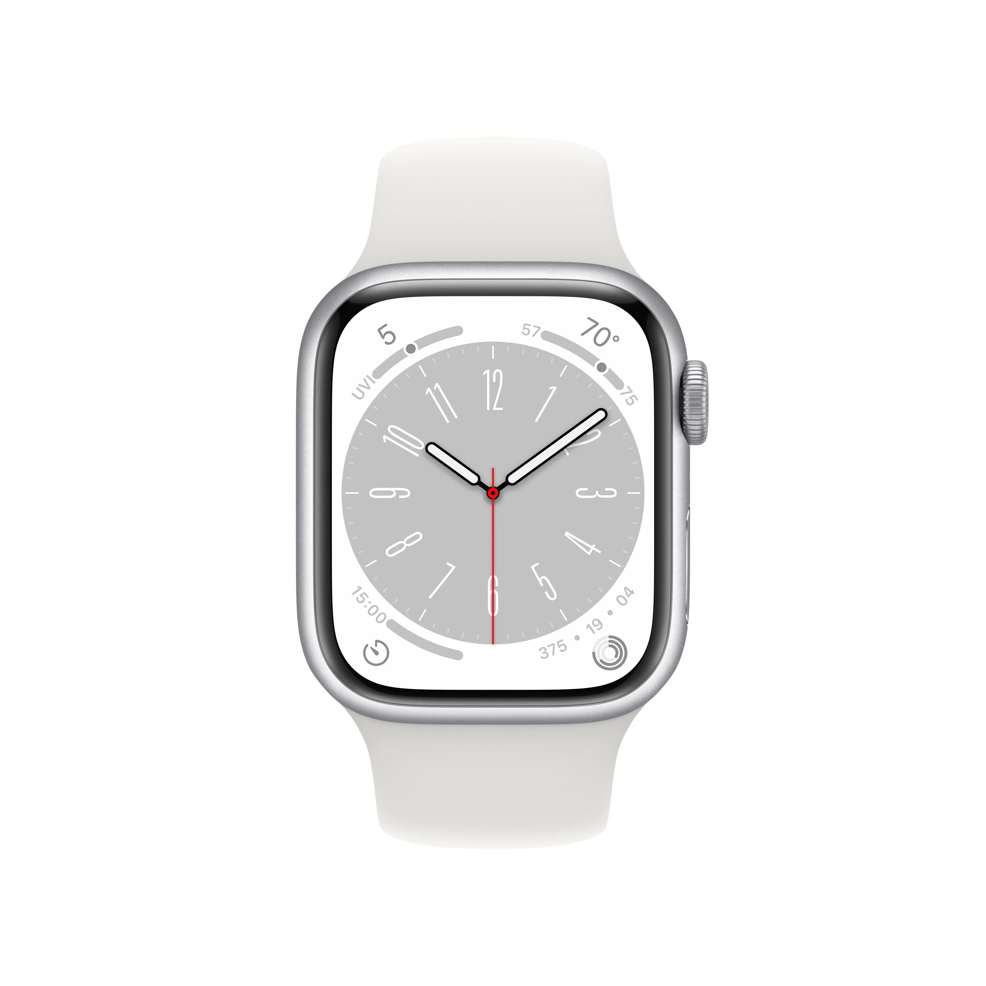 Apple Watch Series 8 GPS   Cellular 41mm Silver Aluminum Case with White Sport Band - Regular