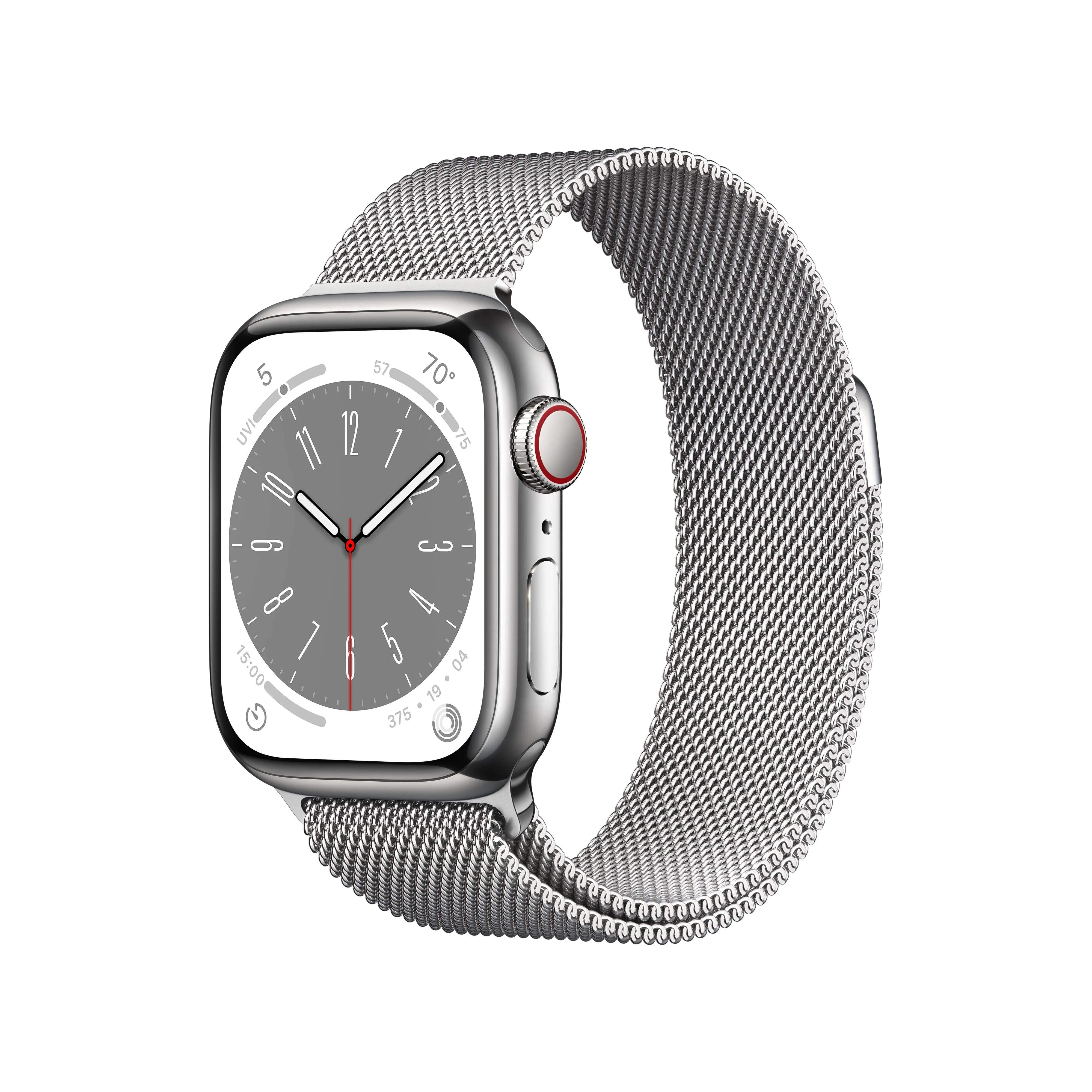 Apple Watch Series 8 GPS   Cellular 41mm Silver Stainless Steel Case with Silver Milanese Loop