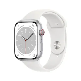 Apple Watch Series 8 GPS   Cellular 45mm Silver Aluminum Case with White Sport Band - Regular