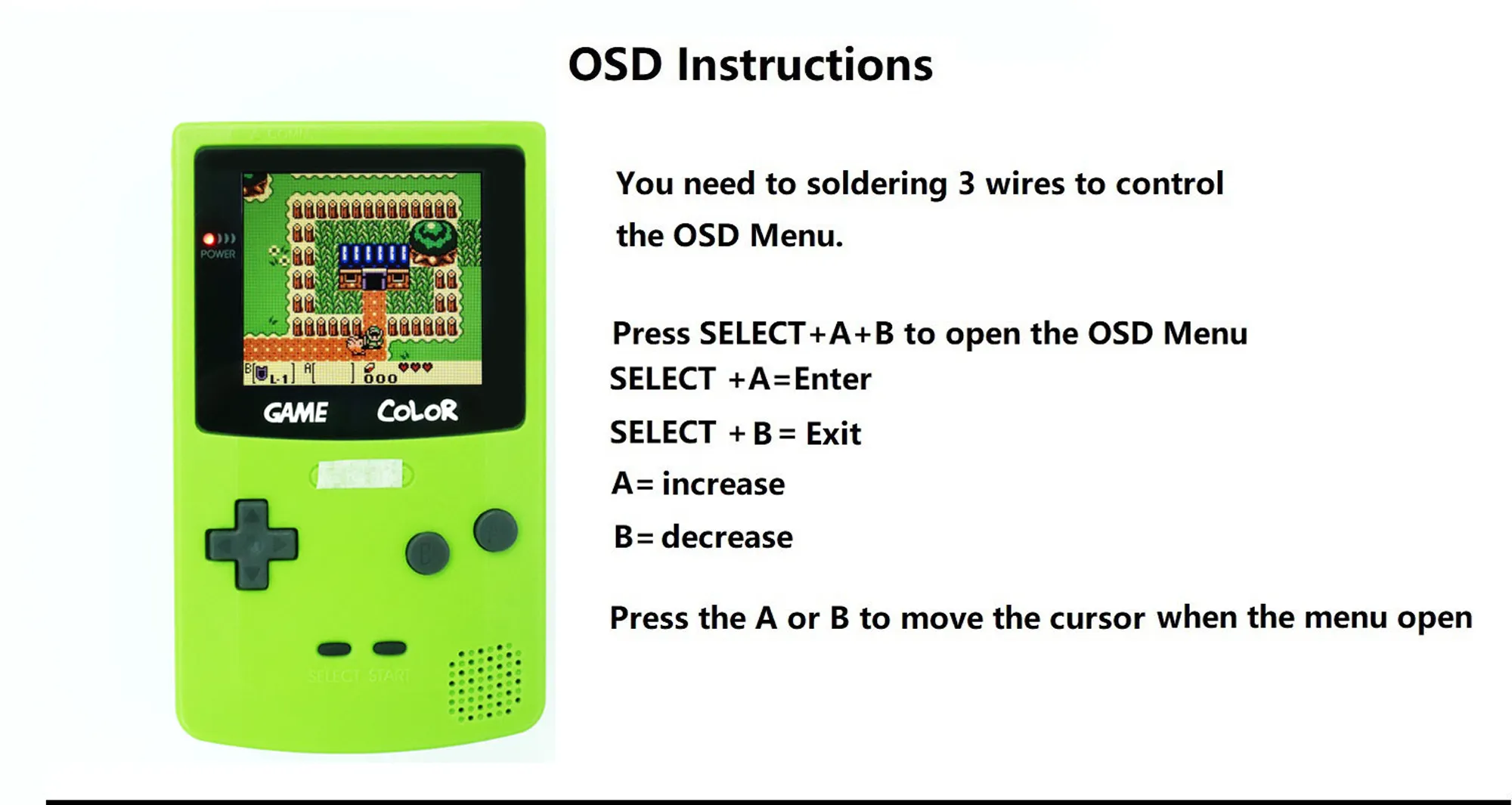 Game Boy Color Q5 OSD IPS Kit with Color Changing Logo - Hispeedido