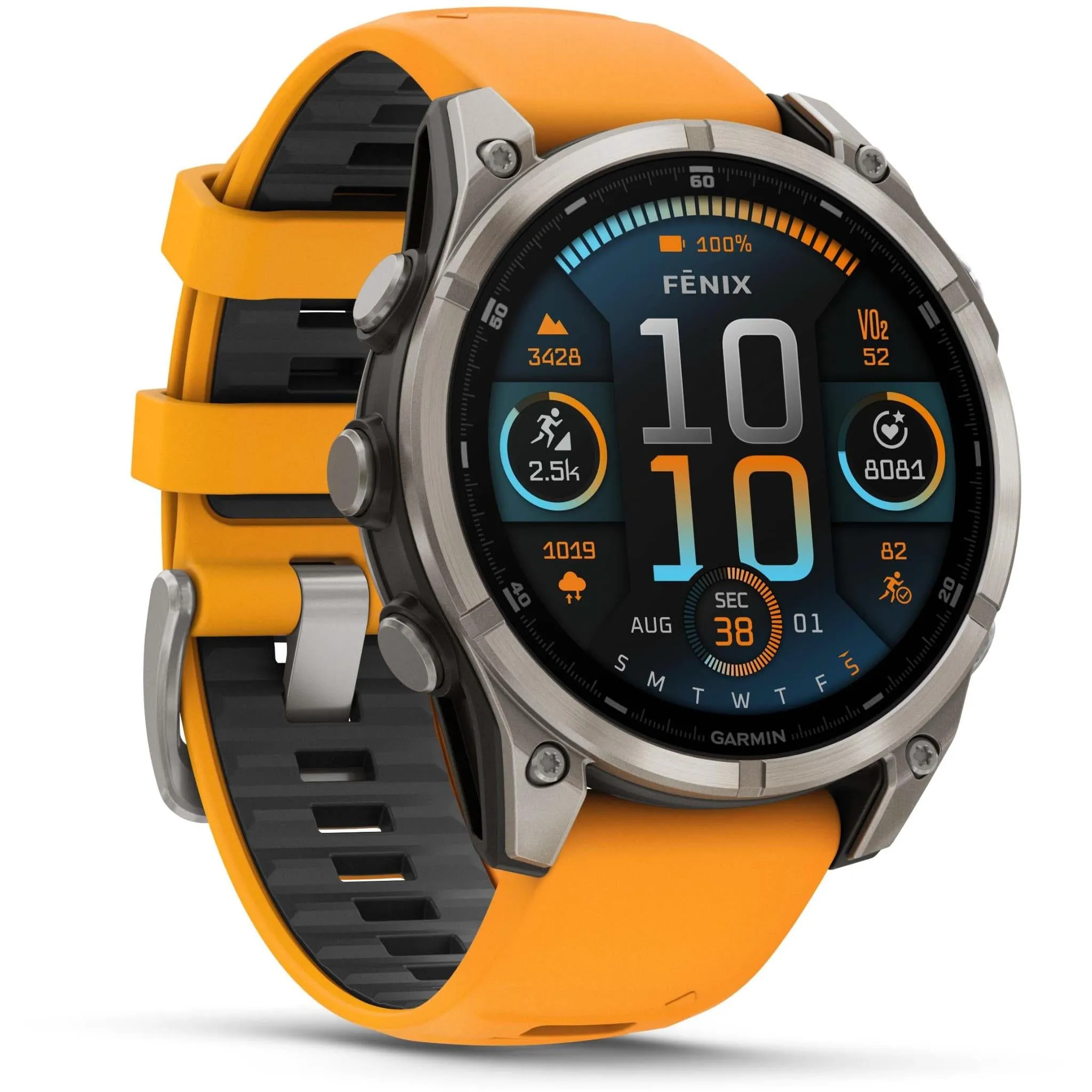 Garmin fenix® 8 47mm AMOLED Sapphire Edition Titanium with Spark Orange   Graphite Band