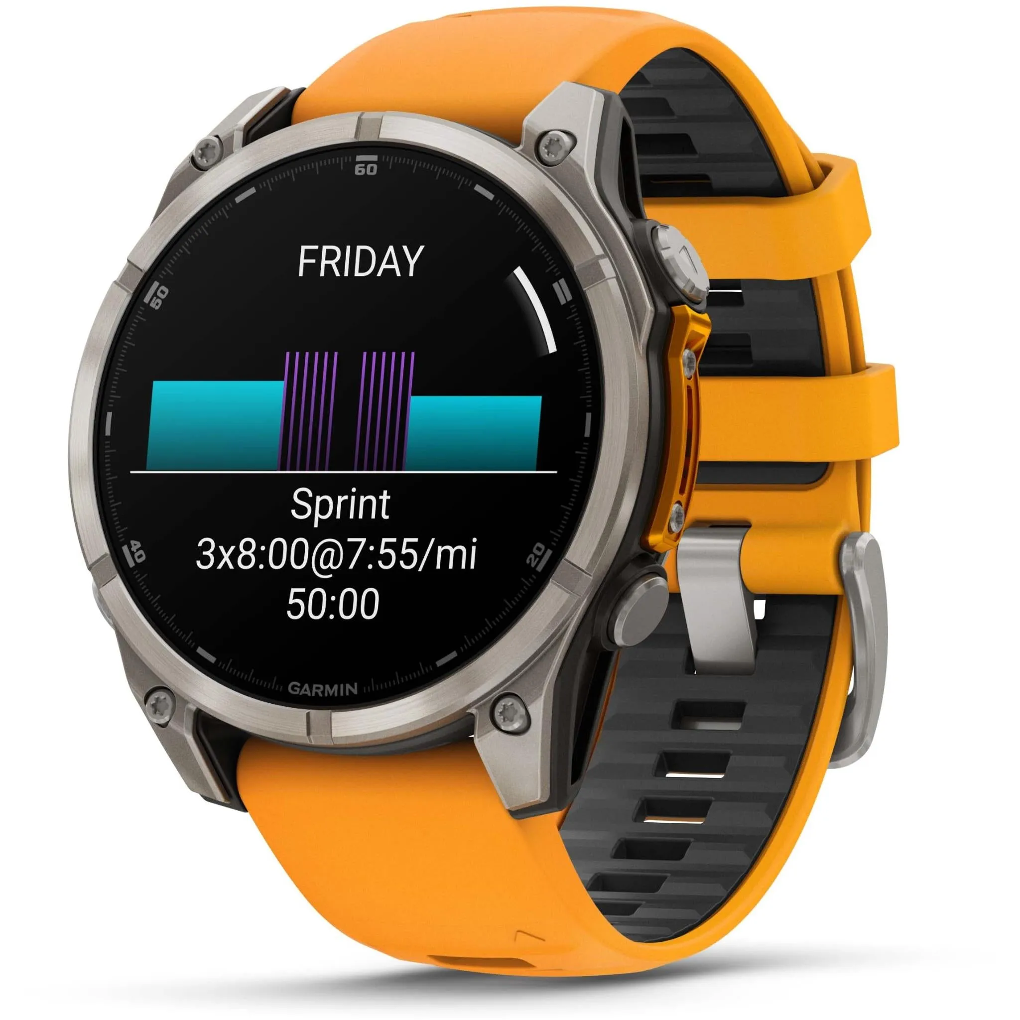 Garmin fenix® 8 47mm AMOLED Sapphire Edition Titanium with Spark Orange   Graphite Band