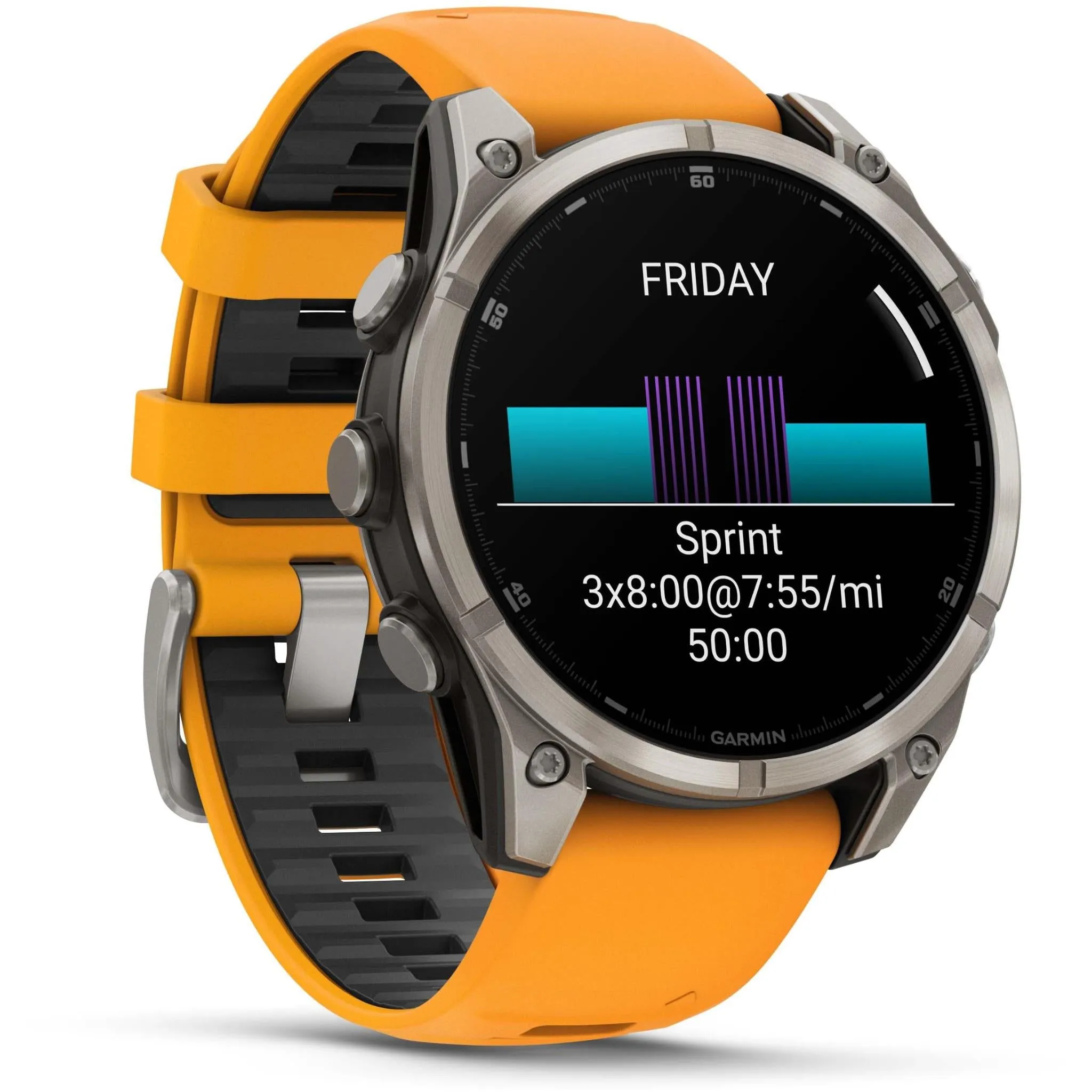 Garmin fenix® 8 47mm AMOLED Sapphire Edition Titanium with Spark Orange   Graphite Band