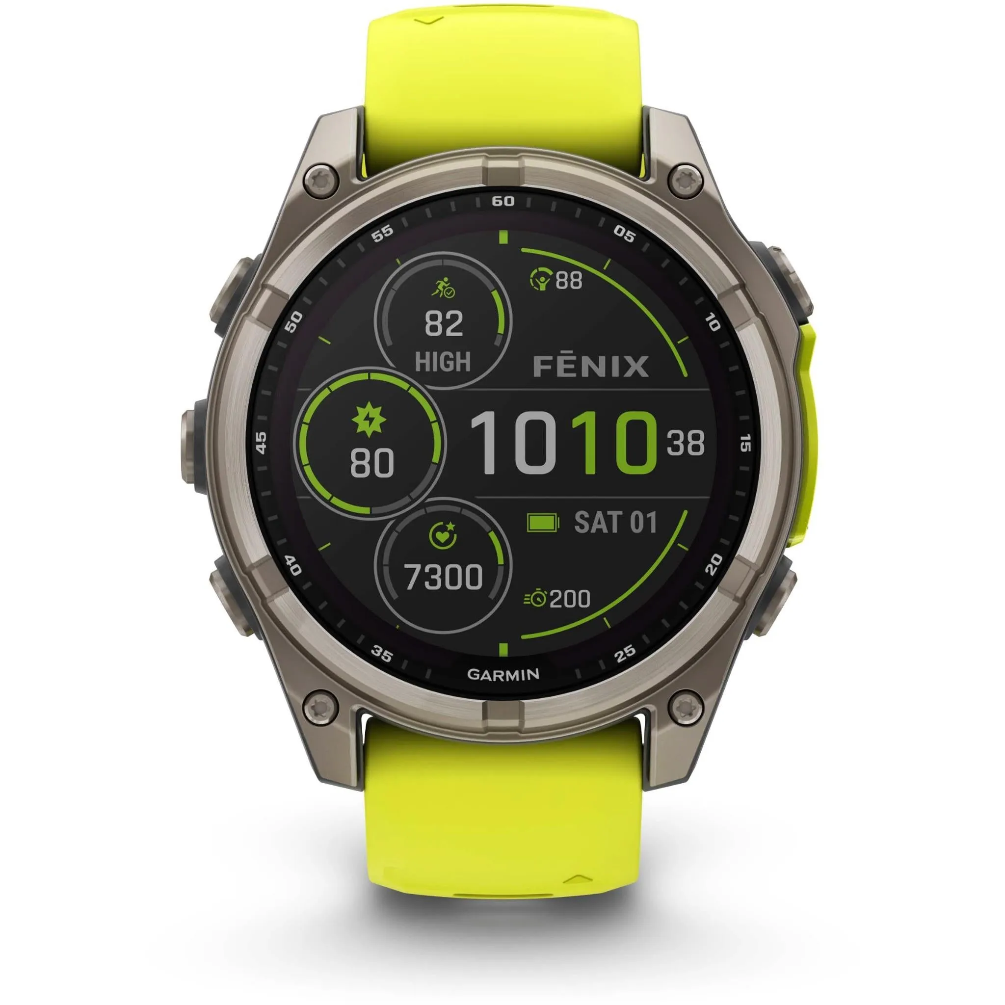 Garmin fenix® 8 47mm SOLAR Sapphire Edition Bare Titanium with Amp Yellow   Graphite Band