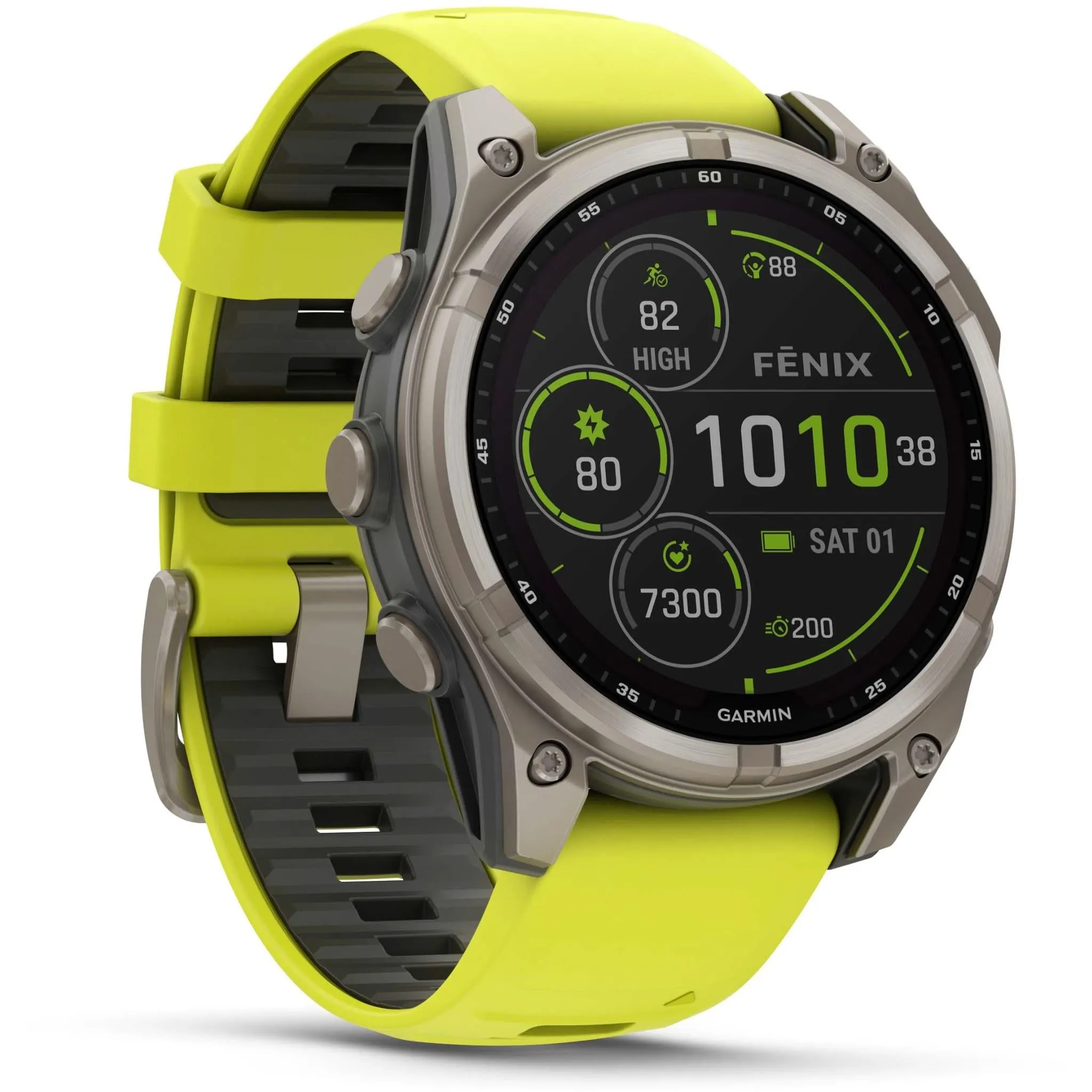 Garmin fenix® 8 47mm SOLAR Sapphire Edition Bare Titanium with Amp Yellow   Graphite Band