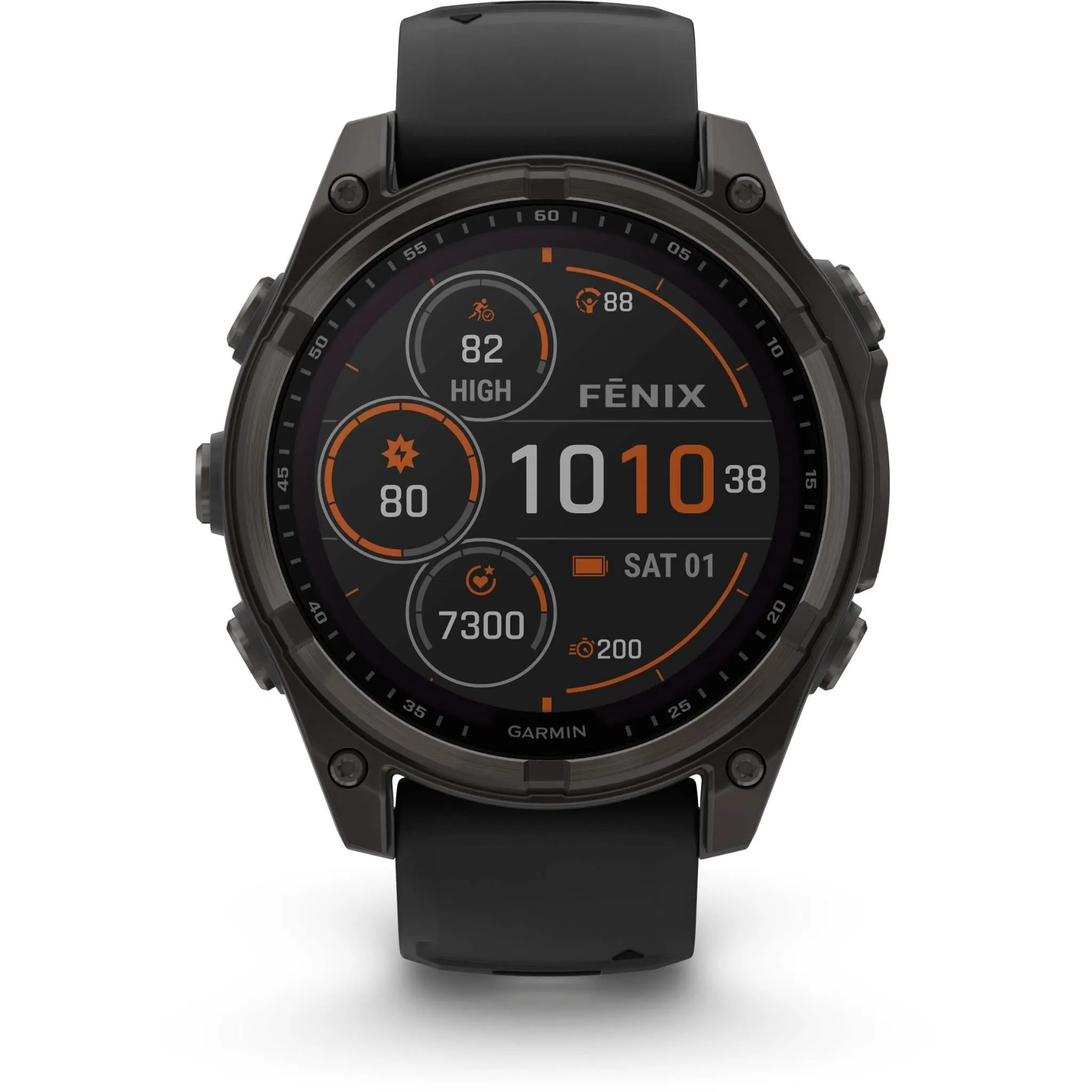 Garmin fenix® 8 47mm SOLAR Sapphire Edition Carbon Grey Titanium with Black   Pebble Grey Band