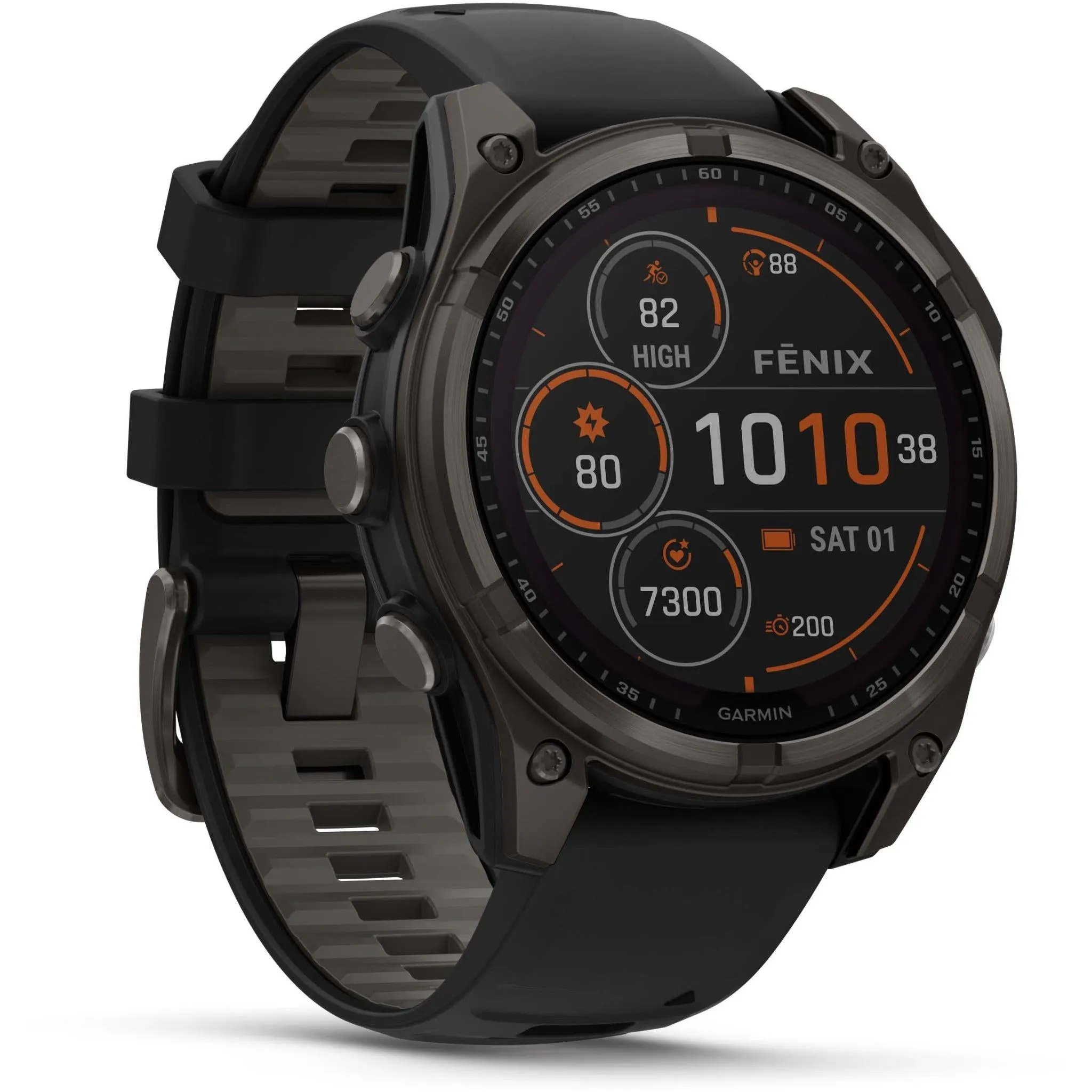 Garmin fenix® 8 47mm SOLAR Sapphire Edition Carbon Grey Titanium with Black   Pebble Grey Band