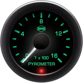 Isspro EV2 2 1/16' 0-1600 Pyrometer Gauge with Built-in Warning Light