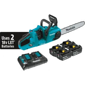 Makita 36V (18V X2) LXT® Brushless 14" Chain Saw Kit with 4 Batteries (5.0Ah)