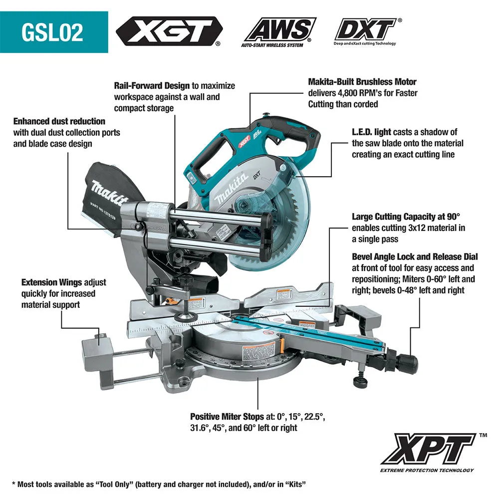 Makita GSL02Z 40V XGT 8-1/2" Brushless Sliding Compound Miter Saw - Bare Tool