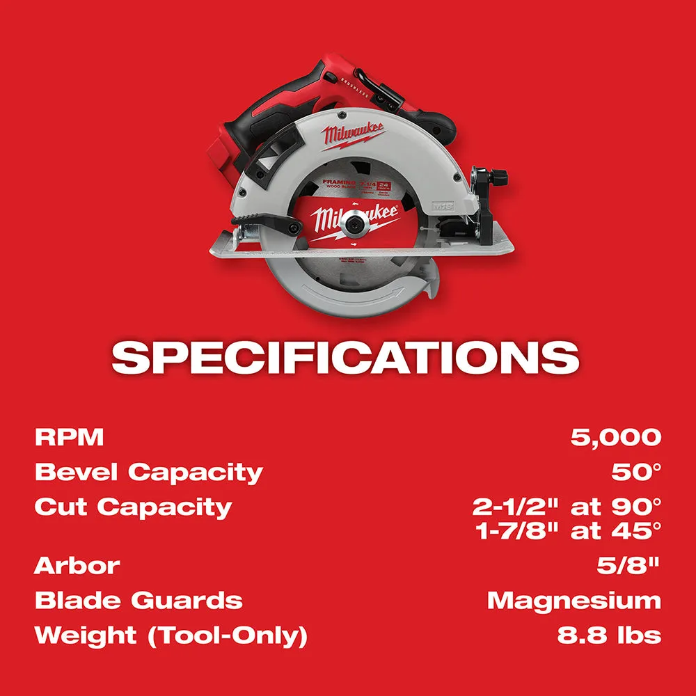 Milwaukee 2631-20 M18 18V 7-1/4-Inch Brushless Circular Saw - Bare Tool