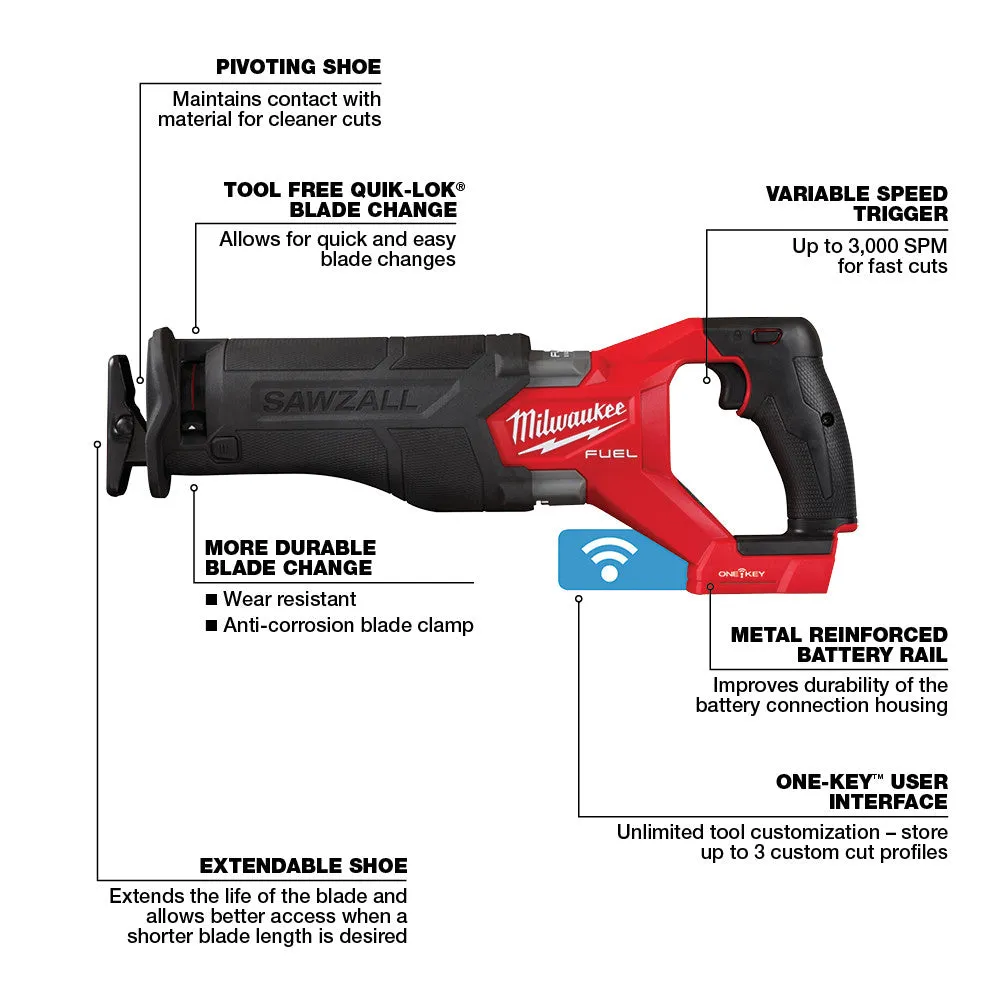 Milwaukee  2822-20 M18 FUEL™ SAWZALL® Recip Saw W/ One-Key™