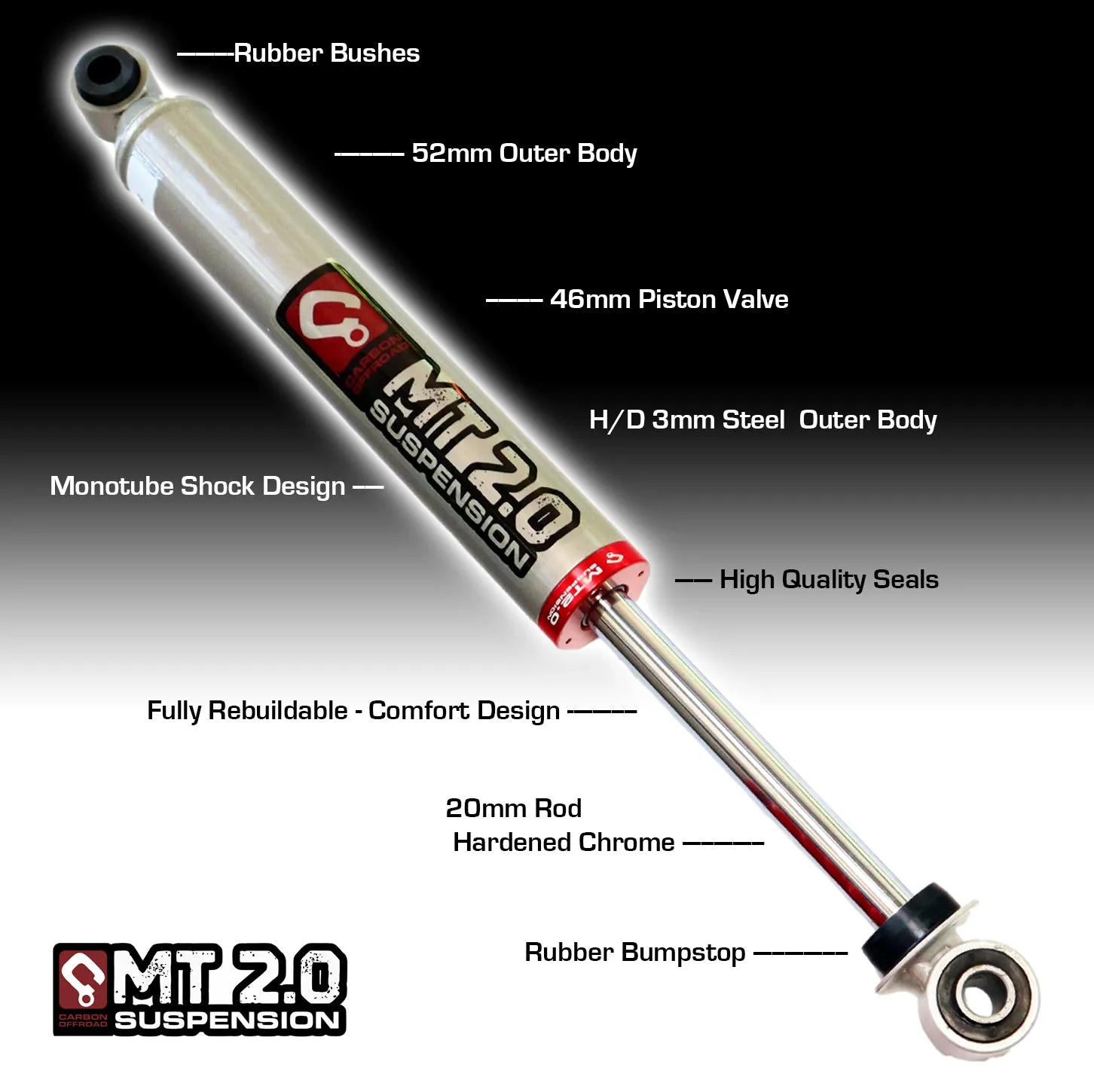 MT2.0 Jeep Wrangler JT Shock Kit 3-5 Inch