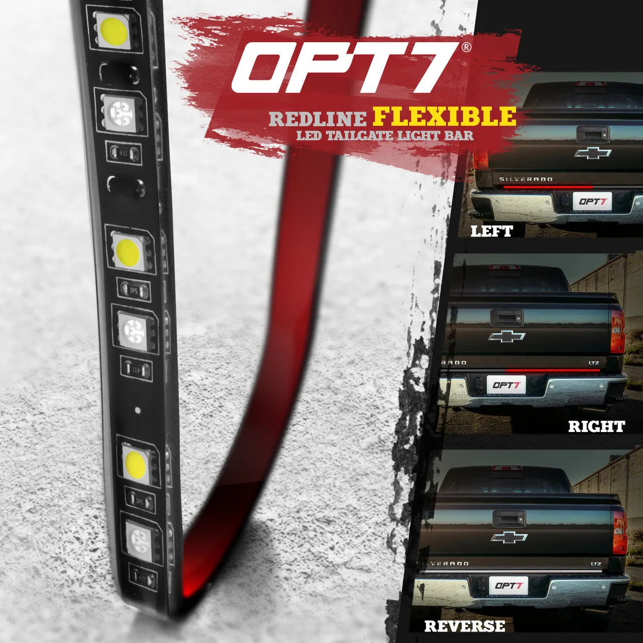 Redline FLX Flexible LED Tailgate Brake Light Bar with Reverse