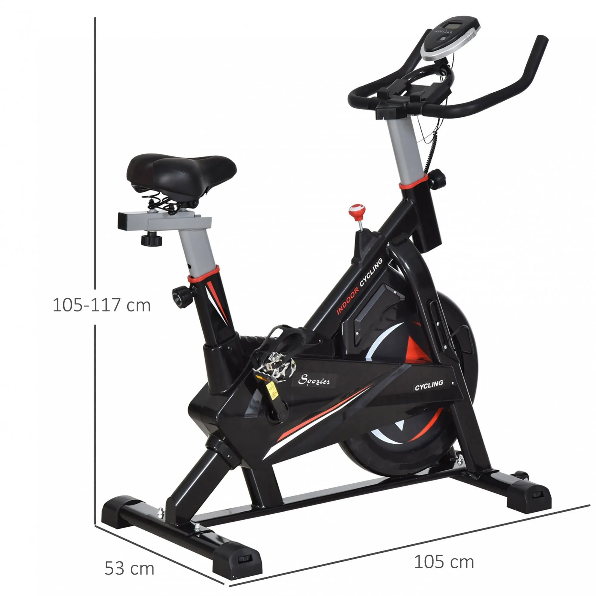 Steel Stationary Bike 5-Level Exercise Bike w/ LCD Monitor