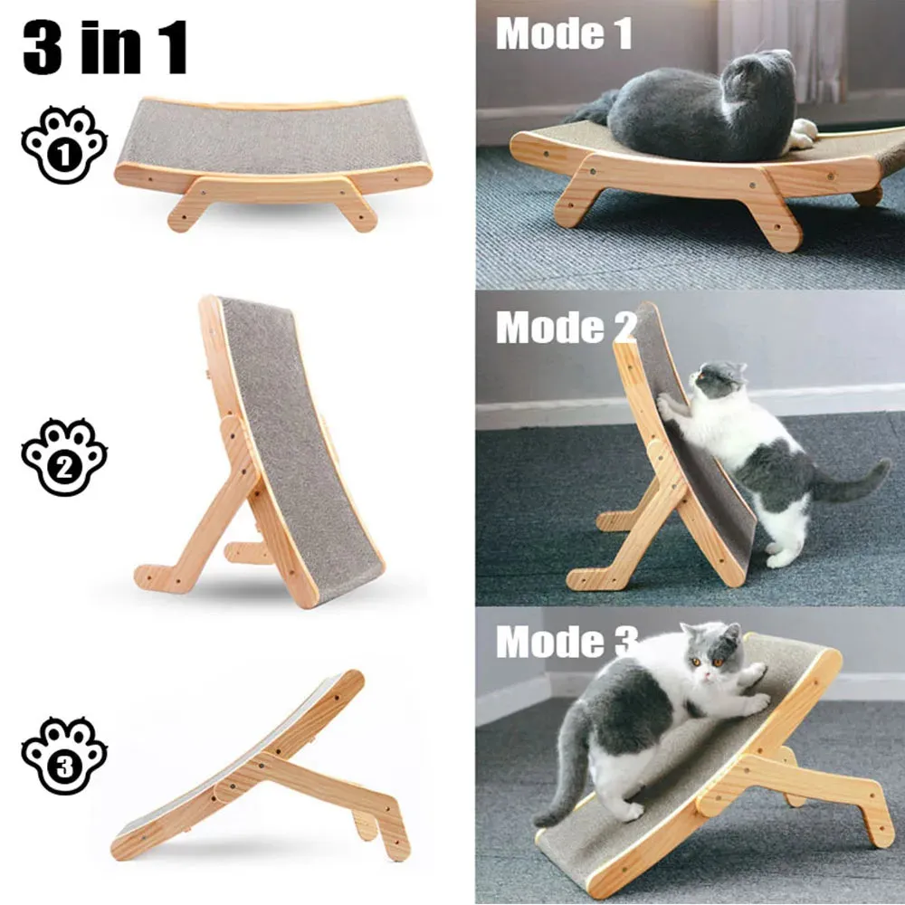 Wooden Cat Scratcher Bed 3 In 1 Scratching Post for Cats. Train them where to Scratch as Kittens to Save Your Furniture.