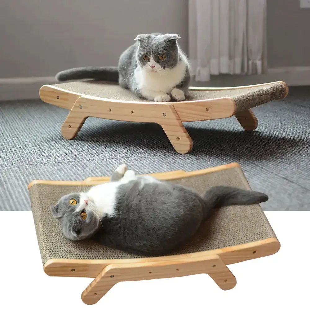 Wooden Cat Scratcher Bed 3 In 1 Scratching Post for Cats. Train them where to Scratch as Kittens to Save Your Furniture.